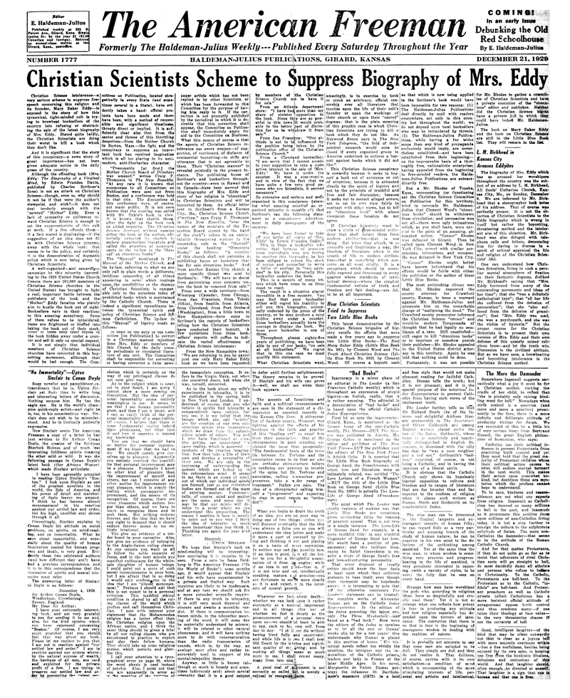 The American Freeman, Number 1777, Dec. 21, 1929.